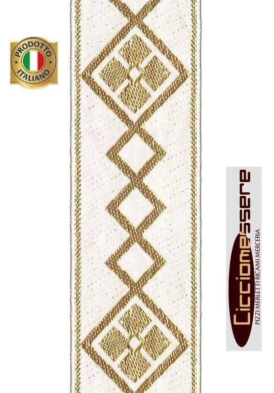 Gallone 5cm Tuniche Prima Comunione Bianco Ricamo Lurex Oro Confezione da  20/Metri - CICCIOMESSERESHOP