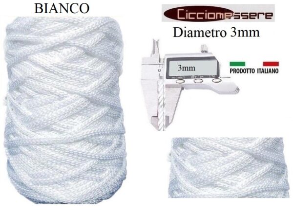 Cordino 3mm Thai Swan Cordoncino Tripolino per Borse Spessore 3mm Rocca da  500 Grammi (33 Colori) - CICCIOMESSERESHOP